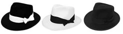 ADULTS BLACK GANGSTER HAT FANCY DRESS ACCESSORY. AL CAPONE GANGSTERS TRILBY BLACK GANGSTER FEDORA WITH BLACK BAND. PERFECT FOR GANGSTER FANCY DRESS COSTUME. BLACK HAT WITH BLACK BAND WITH BOW: 60 CM -I Love Fancy Dress Ltd Shop 21ljdsahmjL
