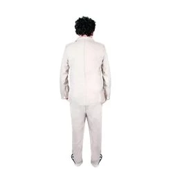 MENS FUNNY JOURNALIST COSTUME - GREY SUIT + WHITE TIE + CURLY BLACK WIG + TASH + AMERICAN HAND-WAVING FLAG - ADULTS TV MOVIE FANCY DRESS COSTUME -I Love Fancy Dress Ltd Shop 21o1crlbOpL