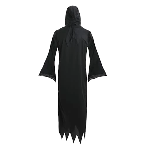 Adults Screamer Mask Halloween Costume Set - Scary Movie Fancy Dress - Black Robe + Fake Knife + Mask + Gloves 6 Adults Screamer Mask Halloween Costume Set - Scary Movie Fancy Dress - Black Robe + Fake Knife + Mask + Gloves - Image 6