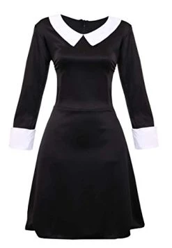 Ladies Gothic Manor Daughter Fancy Dress Costume - Adult's Wednesday Halloween Costume - Long Black Collared Dres, Tights & Facepaint 8 Ladies Gothic Manor Daughter Fancy Dress Costume - Adult's Wednesday Halloween Costume - Long Black Collared Dres, Tights & Facepaint -I Love Fancy Dress Ltd Shop 31DSNtCz8 L