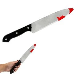 Halloween Knife Prop - Pack Of 1-30cm Long Fake Bloody Knife With Black Handle - Halloween Slasher Bloody Knife Fancy Dress Prop Accessory