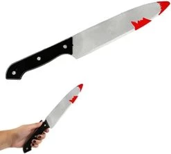 Halloween Knife Prop - Pack Of 1-30cm Long Fake Bloody Knife With Black Handle - Halloween Slasher Bloody Knife Fancy Dress Prop Accessory -I Love Fancy Dress Ltd Shop 31GacpGf1AL. AC