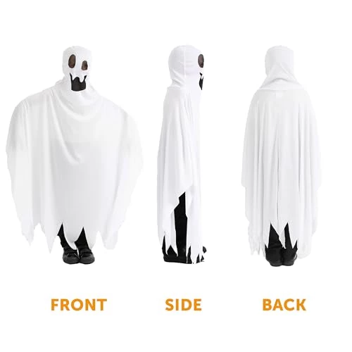 Childs Halloween Ghost Costume - White Jagged Edge Tunic With Attached Ghost Mask - Kids Friendly Ghost Halloween Fancy Dress Costume 5 Childs Halloween Ghost Costume - White Jagged Edge Tunic With Attached Ghost Mask - Kids Friendly Ghost Halloween Fancy Dress Costume - Image 5