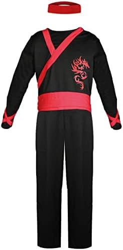 DRAGON NINJA COSTUME - BLACK AND RED NINJA SUIT WITH RED DRAGON SYMBOL + RED BANDANA - KIDS NINJA FANCY DRESS COSTUME 10 DRAGON NINJA COSTUME - BLACK AND RED NINJA SUIT WITH RED DRAGON SYMBOL + RED BANDANA - KIDS NINJA FANCY DRESS COSTUME - Image 10