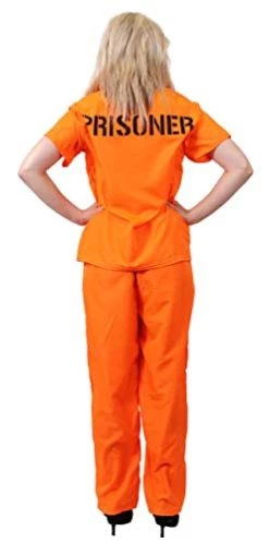 Womans Unisex Prisoners Costume With Cuffs - Orange Prisoner Top, Matching Orange Trousers, Prop Handcuffs – Cops & Robbers, Halloween Fancy Dress -I Love Fancy Dress Ltd Shop 31PjFT7e59L