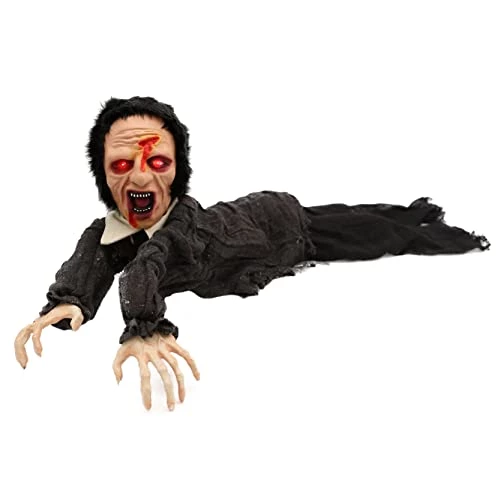 ILOVEFANCYDRESS SCARY HALLOWEEN ANIMATRONIC ZOMBIE DECORATION - NOISE ACTIVATED ZOMBIE WITH MOTORISED LEGS AND ARMS, SCARY SOUND EFFECTS AND GLOWING RED EYES - PERFECT DECORATION FOR HALLOWEEN EVENTS 1 ILOVEFANCYDRESS SCARY HALLOWEEN ANIMATRONIC ZOMBIE DECORATION - NOISE ACTIVATED ZOMBIE WITH MOTORISED LEGS AND ARMS, SCARY SOUND EFFECTS AND GLOWING RED EYES - PERFECT DECORATION FOR HALLOWEEN EVENTS