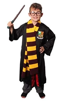 Wizard Fancy Dress Costume For Kids - Black Wizard Cloak + Black Glasses + Branch Wand + Scarf - World Book Day Character Outfit For Girls And Boys 12 Wizard Fancy Dress Costume For Kids - Black Wizard Cloak + Black Glasses + Branch Wand + Scarf - World Book Day Character Outfit For Girls And Boys -I Love Fancy Dress Ltd Shop 31SVu Nb93L