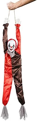 I LOVE FANCY DRESS Scary Clown Halloween Prop Animated Decoration - Red Light Up Eyes & Sound Effects - Noise Activated Hanging Clown Prop With Motorised Legs - Halloween Props - Pack Of 1 7 I LOVE FANCY DRESS Scary Clown Halloween Prop Animated Decoration - Red Light Up Eyes & Sound Effects - Noise Activated Hanging Clown Prop With Motorised Legs - Halloween Props - Pack Of 1 - Image 7