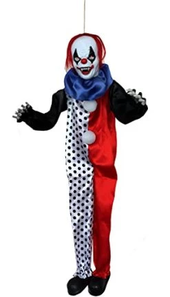 I LOVE FANCY DRESS Scary Clown Halloween Prop Animated Decoration - Red Light Up Eyes - Noise Activated Clown Prop With Motorised Legs - Halloween Props - Pack Of 1