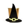 Halloween Witch Hat Cups - Pack Of 10 Gold Paper Cups With Attachable Black Witch Hats - Do It Yourself Halloween Party Tableware Decoration