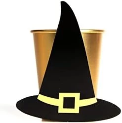 Halloween Witch Hat Cups - Pack Of 10 Gold Paper Cups With Attachable Black Witch Hats - Do It Yourself Halloween Party Tableware Decoration -I Love Fancy Dress Ltd Shop 31enLx5xnkL. AC