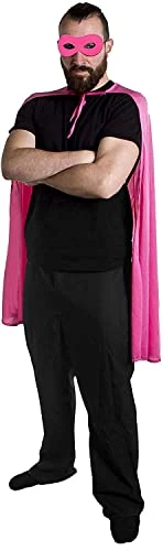 Adults Superhero Accessory Set - Pink Cape And Matching Eye Mask - Mens Womens Superhero Villain Fancy Dress Costume Accessory Set 3 Adults Superhero Accessory Set - Pink Cape And Matching Eye Mask - Mens Womens Superhero Villain Fancy Dress Costume Accessory Set - Image 3