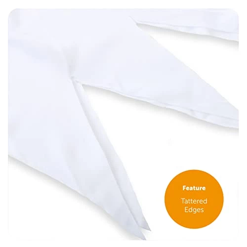 Childs Halloween Ghost Costume - White Jagged Edge Tunic With Attached Ghost Mask - Kids Friendly Ghost Halloween Fancy Dress Costume 4 Childs Halloween Ghost Costume - White Jagged Edge Tunic With Attached Ghost Mask - Kids Friendly Ghost Halloween Fancy Dress Costume - Image 4