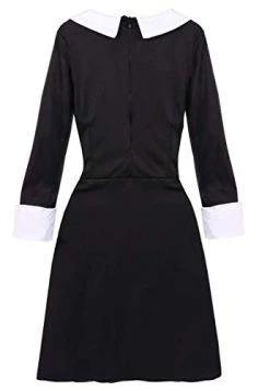 Ladies Gothic Manor Daughter Fancy Dress Costume - Adult's Wednesday Halloween Costume - Long Black Collared Dress & Facepaint -I Love Fancy Dress Ltd Shop 31n0okR7e2L 1