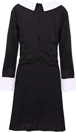 Girls Gothic Schoolgirl Fancy Dress Costume - Wednesday Halloween Costume - Long Black Collared Dress + Striped Tights -I Love Fancy Dress Ltd Shop 31tKhZ sAJL