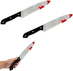 Halloween Knife Prop - Pack Of 1-30cm Long Fake Bloody Knife With Black Handle - Halloween Slasher Bloody Knife Fancy Dress Prop Accessory -I Love Fancy Dress Ltd Shop 31xCsWBj3mL. AC
