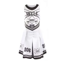 Girls Halloween Skeleton Cheerleader - Black/White Cheerleader Dress With Red Pom Poms, Bloody Tights, Fake Blood And Facepaint -I Love Fancy Dress Ltd Shop 31y6zb306L