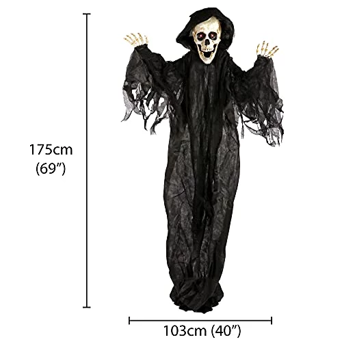I LOVE FANCY DRESS Animatronic Grim Reaper 75cm 96" Halloween Decoration - Red Light Up Eyes & Sound Effects - Poseable Arms - Halloween Props - Pack Of 2 2 I LOVE FANCY DRESS Animatronic Grim Reaper 75cm 96" Halloween Decoration - Red Light Up Eyes & Sound Effects - Poseable Arms - Halloween Props - Pack Of 2 - Image 2