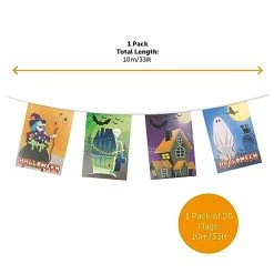 Halloween Bunting Decoration - 20m 66ft - 40 Flag - Plastic All Weather - Halloween Banner - Trick Or Treat Fancy Dress - Hang On Windows, Doors - Home, Office - Indoor Outdoor Use -I Love Fancy Dress Ltd Shop 411DbejU3DL