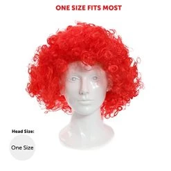Adults Afro Wig - Pack Of 1 - Red Curly Afro Wig - St Georges Day Sports Supporters Football Rugby Charity Events Fancy Dress Costume Accessory -I Love Fancy Dress Ltd Shop 411IfE w8ML