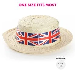 Adults Union Jack Costume - Union Jack Waistcoat + Union Jack Bowtie And Straw Boater Hat With Union Jack Band - King's Coronation Fancy Dress Costume -I Love Fancy Dress Ltd Shop 4128v 1aKDL