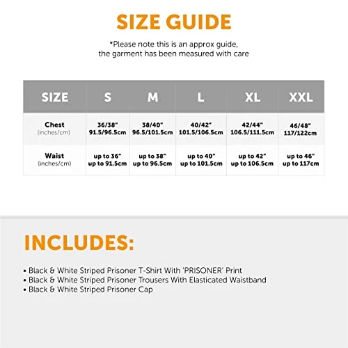 Adults Prisoner Costume - Mens Womens Convict Fancy Dress - Black & White Striped Top, Matching Trousers & Hat - Unisex TV & Film/Halloween Dress Up 4 Adults Prisoner Costume - Mens Womens Convict Fancy Dress - Black & White Striped Top, Matching Trousers & Hat - Unisex TV & Film/Halloween Dress Up - Image 4