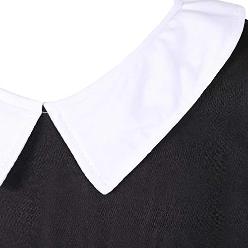 Ladies Gothic Manor Daughter Fancy Dress Costume - Adult's Wednesday Halloween Costume - Long Black Collared Dres, Tights & Facepaint 6 Ladies Gothic Manor Daughter Fancy Dress Costume - Adult's Wednesday Halloween Costume - Long Black Collared Dres, Tights & Facepaint - Image 6