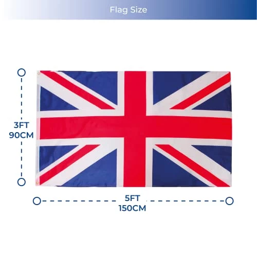 Union Jack Flag - 5ft X 3ft - Pack Of 2 - Large Great Britain Flag With Eyelets - King's Coronation, VE Day, Street Parties, Sporting Events Decoration 6 Union Jack Flag - 5ft X 3ft - Pack Of 2 - Large Great Britain Flag With Eyelets - King's Coronation, VE Day, Street Parties, Sporting Events Decoration - Image 6