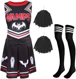 Ladies Halloween Vampire Cheerleader - XX-Large - Black & Red Cheerleader Dress, Black Pompoms And Black & White Sport Socks - Adults Cheer Captain Halloween Trick Or Treat Fancy Dress Costume 19 Ladies Halloween Vampire Cheerleader - XX-Large - Black & Red Cheerleader Dress, Black Pompoms And Black & White Sport Socks - Adults Cheer Captain Halloween Trick Or Treat Fancy Dress Costume -I Love Fancy Dress Ltd Shop 412cbim qEL. AC