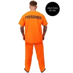 Adults Unisex Prisoners Costume - Orange Prisoner Top, Matching Orange Trousers - Cops & Robbers, Halloween Fancy Dress -I Love Fancy Dress Ltd Shop 413A3iO2zoL 1
