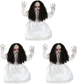 Animatronic Large Doll In White Dress 82cm 32" Halloween Decoration - Red Light Up Eyes & Sound Effects - Jumps And Says Boo! - Halloween Props - Pack Of 1 -I Love Fancy Dress Ltd Shop 413liYFJqmL. AC