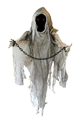 ILOVEFANCYDRESS SCARY HALLOWEEN ANIMATRONIC SPECTRE DECORATION - HAUNTED GHOST WITH MOTORISED HEAD & ARMS, SCARY SOUND EFFECTS AND GLOWING RED EYES - PERFECT DECORATION FOR HALLOWEEN EVENTS