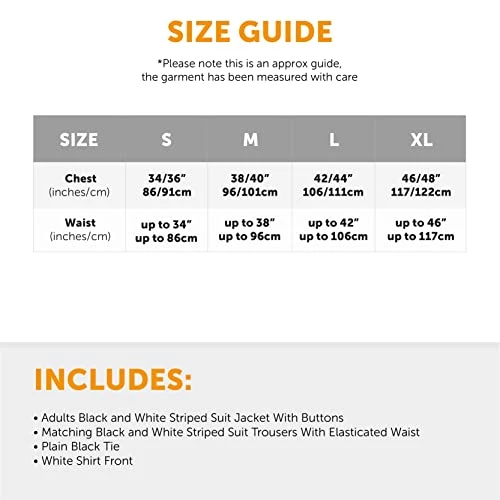 STRIPED SUIT HALLOWEEN FANCY DRESS COSTUME MENS BLACK & WHITE STRIPE SUIT & SHIRT FRONT + BLACK TIE 6 STRIPED SUIT HALLOWEEN FANCY DRESS COSTUME MENS BLACK & WHITE STRIPE SUIT & SHIRT FRONT + BLACK TIE - Image 6