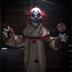 I LOVE FANCY DRESS LTD Animatronic Large Creepy Clown 160cm 63" Halloween Decoration - Red Light Up Eyes & Sound Effects - Moving Arms - Halloween Props - Pack Of 2 -I Love Fancy Dress Ltd Shop 416ytWUfB5L