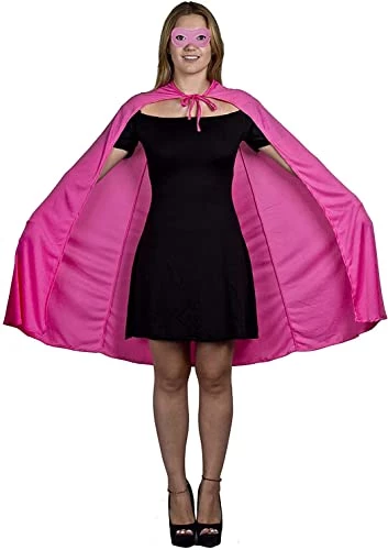 Adults Superhero Accessory Set - Pink Cape And Matching Eye Mask - Mens Womens Superhero Villain Fancy Dress Costume Accessory Set 2 Adults Superhero Accessory Set - Pink Cape And Matching Eye Mask - Mens Womens Superhero Villain Fancy Dress Costume Accessory Set - Image 2