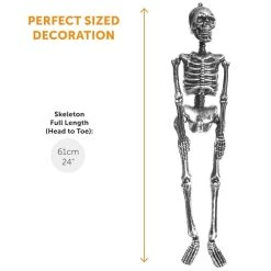 I LOVE FANCY DRESS Silver Hanging Skeleton - Full Body Halloween Decoration - 60 Cm 24 Inch - Creepy - Halloween Props - Pack Of 1 -I Love Fancy Dress Ltd Shop 4199pIbp L