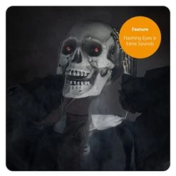 I LOVE FANCY DRESS LTD Animatronic Skeleton 110cm 43" Halloween Decoration - Red Light Up Eyes & Sound Effects - Removes Head - Halloween Props - Pack Of 1 -I Love Fancy Dress Ltd Shop 419IBXyFNFL