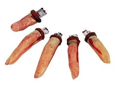 Halloween Severed Fingers - Set Of 5 Bloody Severed Fingers - Halloween Fancy Dress Accessory Trick Or Treat Haunted House Prop Decoration