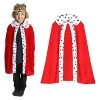 CHILDS KING COSTUME - KIDS RED VELOUR KING'S ROBE WITH WHITE TRIM - BOYS GIRLS CHRISTMAS NATIVITY KING PRINCE ROBE FANCY DRESS COSTUME (ONE SIZE FITS MOST)