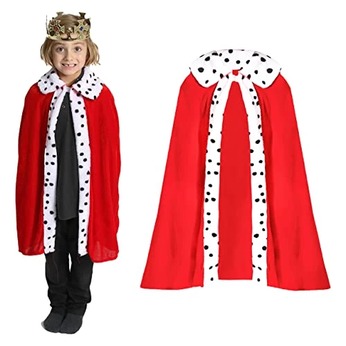 CHILDS KING COSTUME - KIDS RED VELOUR KING'S ROBE WITH WHITE TRIM - BOYS GIRLS CHRISTMAS NATIVITY KING PRINCE ROBE FANCY DRESS COSTUME (ONE SIZE FITS MOST) 1 CHILDS KING COSTUME - KIDS RED VELOUR KING'S ROBE WITH WHITE TRIM - BOYS GIRLS CHRISTMAS NATIVITY KING PRINCE ROBE FANCY DRESS COSTUME (ONE SIZE FITS MOST)