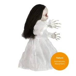 Animatronic Large Doll In White Dress 82cm 32" Halloween Decoration - Red Light Up Eyes & Sound Effects - Jumps And Says Boo! - Halloween Props - Pack Of 1 -I Love Fancy Dress Ltd Shop 41D0Jd9xKlL