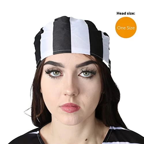Adults Prisoner Costume - Mens Womens Convict Fancy Dress - Black & White Striped Top, Matching Trousers & Hat - Unisex TV & Film/Halloween Dress Up 5 Adults Prisoner Costume - Mens Womens Convict Fancy Dress - Black & White Striped Top, Matching Trousers & Hat - Unisex TV & Film/Halloween Dress Up - Image 5