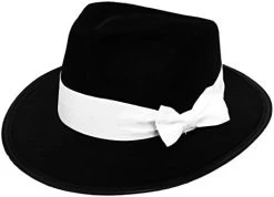 ADULTS BLACK GANGSTER HAT FANCY DRESS ACCESSORY. AL CAPONE GANGSTERS TRILBY BLACK GANGSTER FEDORA WITH BLACK BAND. PERFECT FOR GANGSTER FANCY DRESS COSTUME. BLACK HAT WITH BLACK BAND WITH BOW: 60 CM -I Love Fancy Dress Ltd Shop 41EA0NPSLJL. AC 1