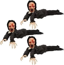 I LOVE FANCY DRESS Animatronic Crawling Zombie Halloween Decoration - Red Light Up Eyes & Sound Effects - Wailing Zombie Prop With Motorised Arms - Halloween Props - Pack Of 1 -I Love Fancy Dress Ltd Shop 41EElIppp L. AC