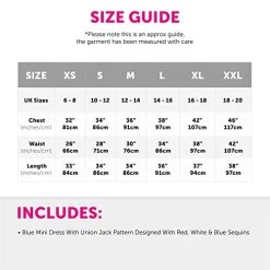 Ladies Sequin Union Jack Dress - Small - Red, White And Blue Union Jack Flag Sequin Dress - King's Coronation, 90s Music Icons, Brit Pop, VE Day Fancy Dress -I Love Fancy Dress Ltd Shop 41FgqAg4suL