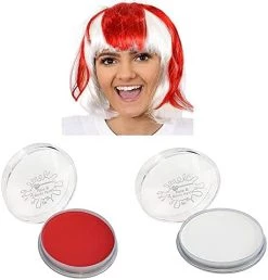 ST GEORGES DAY FANCY DRESS COSTUME ACCESSORY SET - AFRO/BOB WIG & RED & WHITE FACEPAINT SET - SUPPORTER RUGBY FOOTBALL MENS WOMENS DRESS UP -I Love Fancy Dress Ltd Shop 41FqmPszpLS. AC