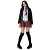 Ladies Halloween Zombie Schoolgirl Costume - Black And Tartan Bloodstained School Uniform With Tattered Edges - Adults Halloween Trick Or Treat Fancy Dress Costume