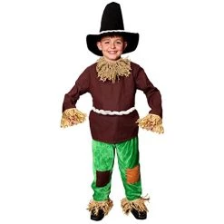 Scarecrow Costume For Boys & Girls - World Book Day - The Wonderful Wizard Of Oz Fancy Dress Costume For World Book Day - Book Week- Scarecrow Top & Trousers With Faux Straw Detailing
