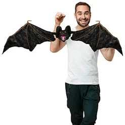 I LOVE FANCY DRESS Bat Halloween Prop Animated Decoration With Flapping Wings - Red Light Up Eyes & Sound Effects - Screeching Bat With Motorised Wings And Head - Halloween Props - Pack Of 1