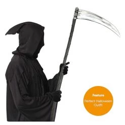 Childs Grim Reaper Halloween Fancy Dress Costume Set - Black Robe + 134 Cm Scythe + Gloves - Boys Death Reaper Set -I Love Fancy Dress Ltd Shop 41HROFHbKVL